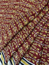 Maroon Floral Medallion  Fakira Hand Block Printed Fabric