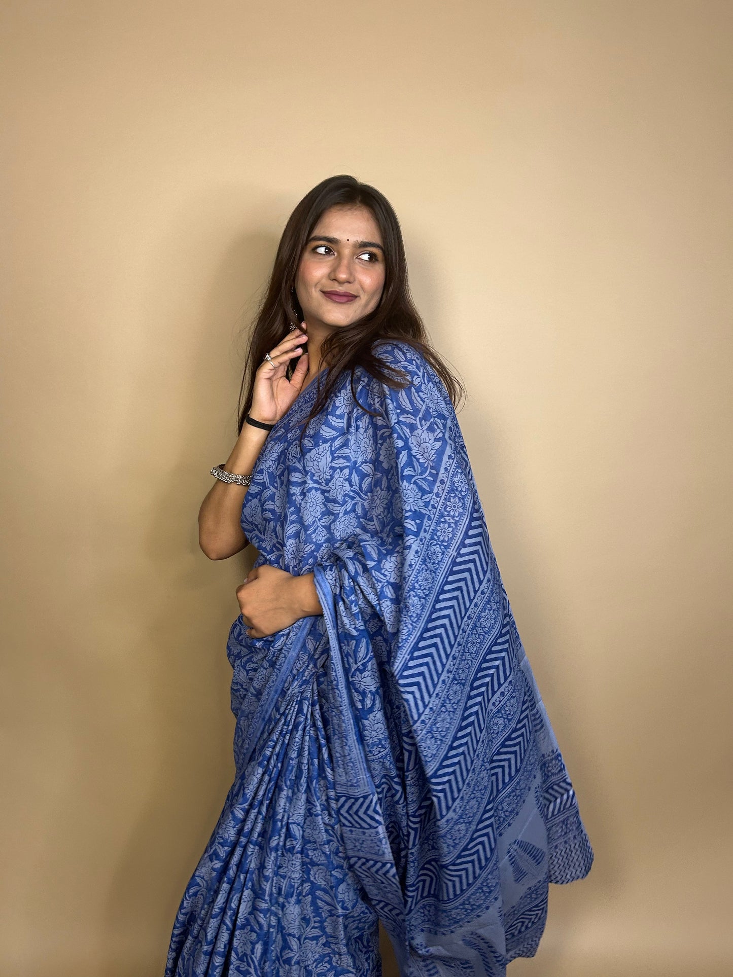 Pastel Poetry Handblock Printed Cotton Saree