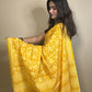 Yellow Pastel Poetry Handblock Printed Cotton Saree