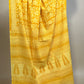 Yellow Pastel Poetry Handblock Printed Cotton Saree