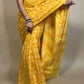 Yellow Pastel Poetry Handblock Printed Cotton Saree
