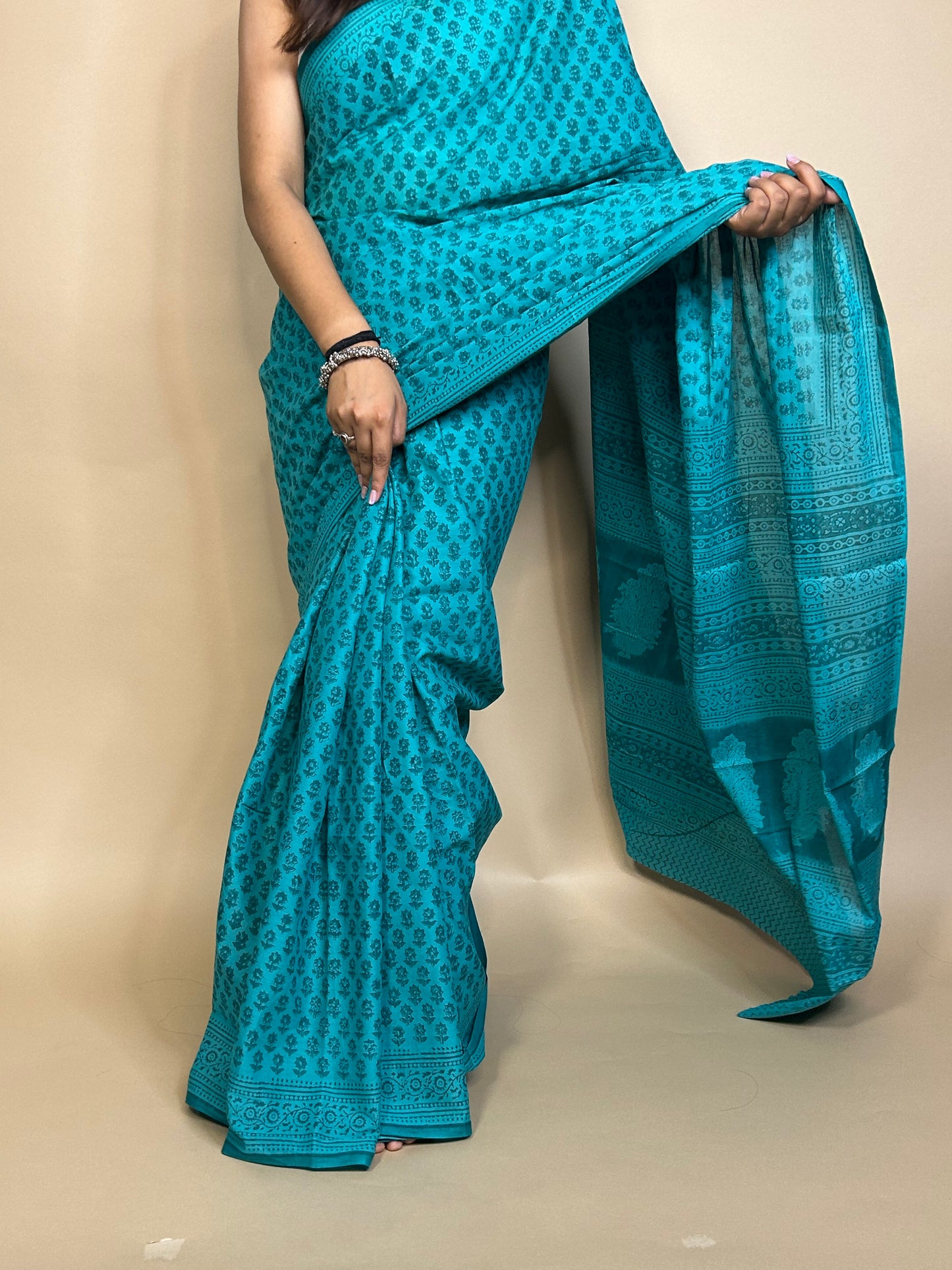 Pastel Poetry Handblock Printed Cotton Saree