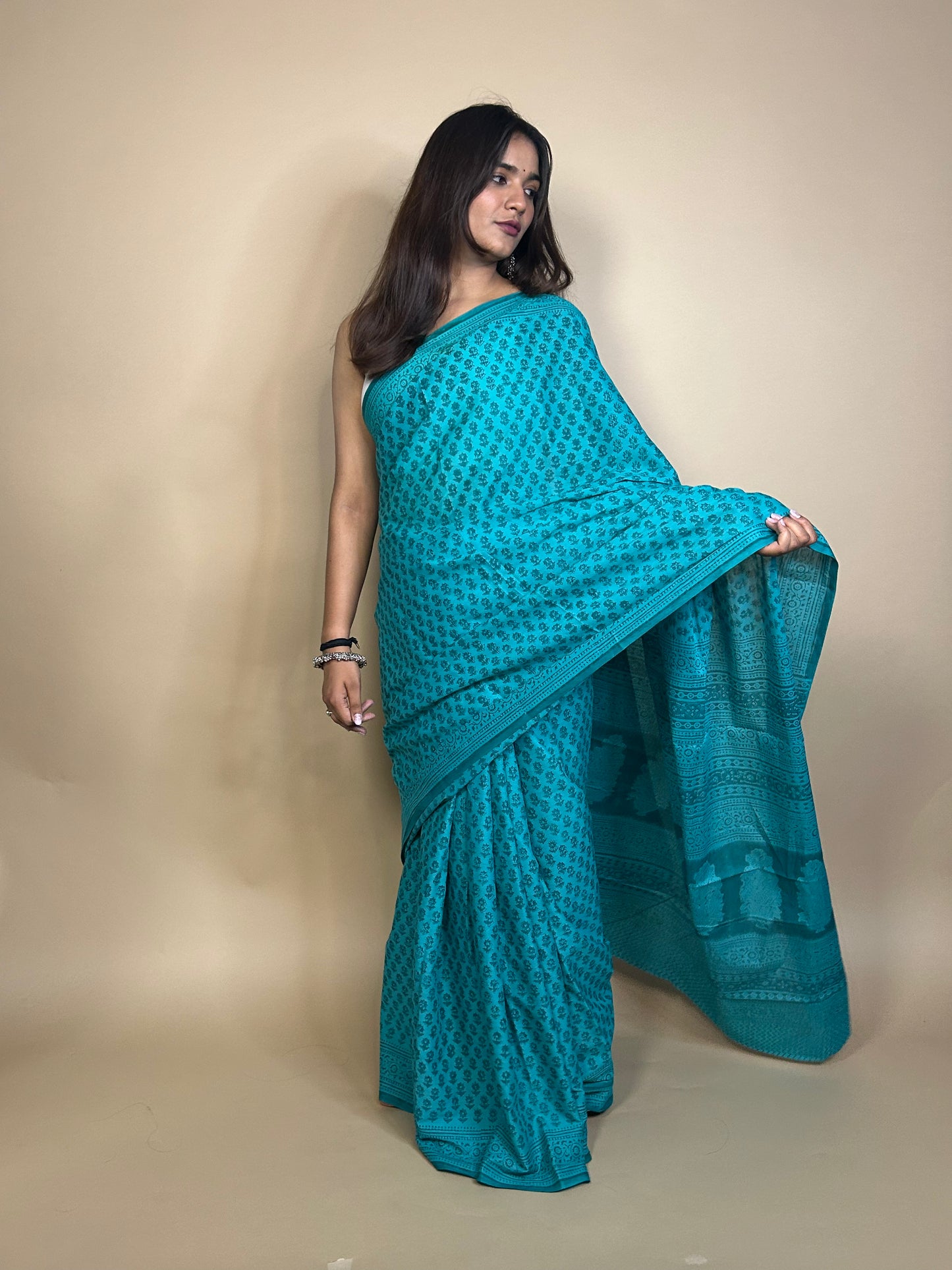 Pastel Poetry Handblock Printed Cotton Saree