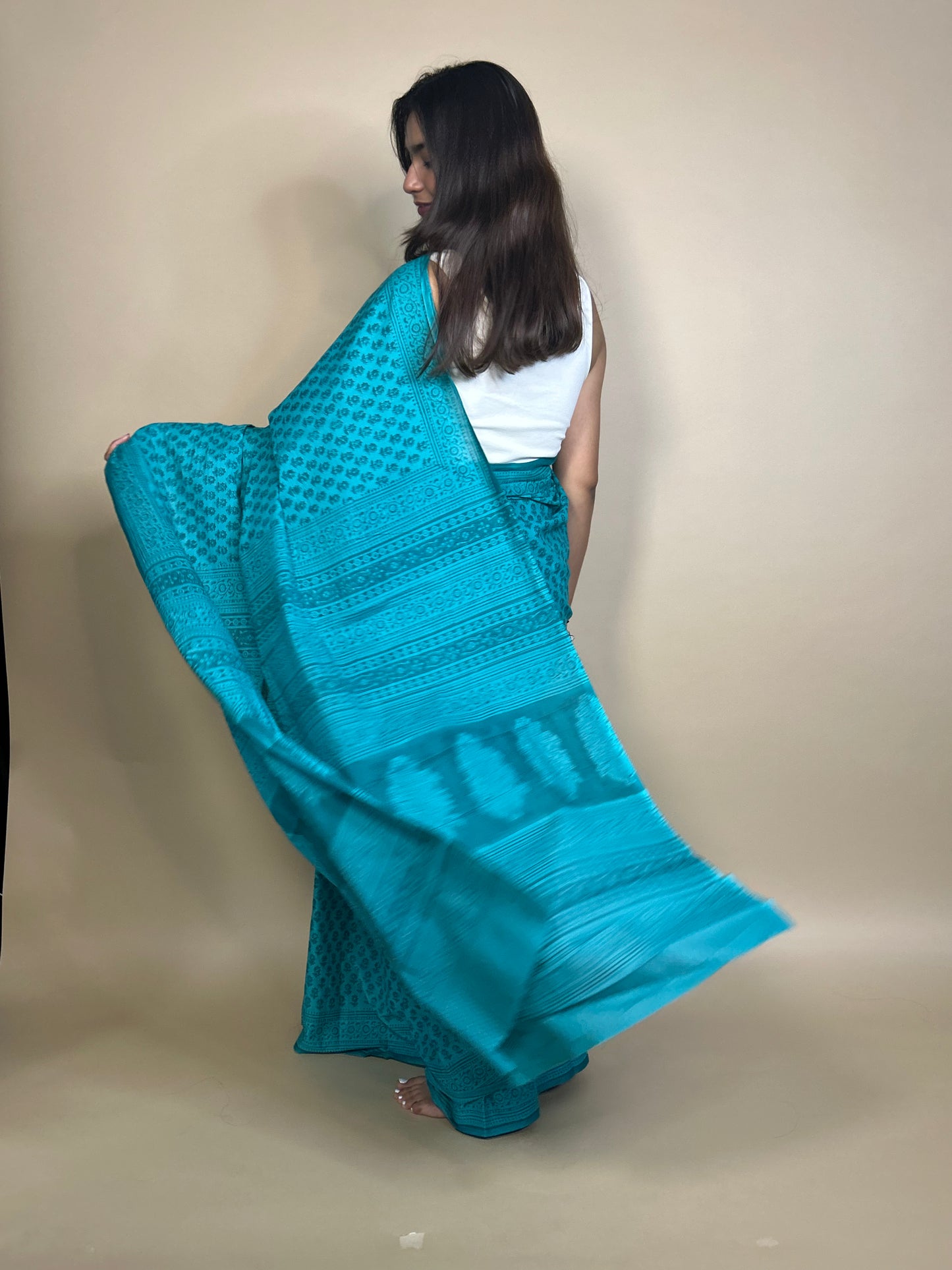 Pastel Poetry Handblock Printed Cotton Saree