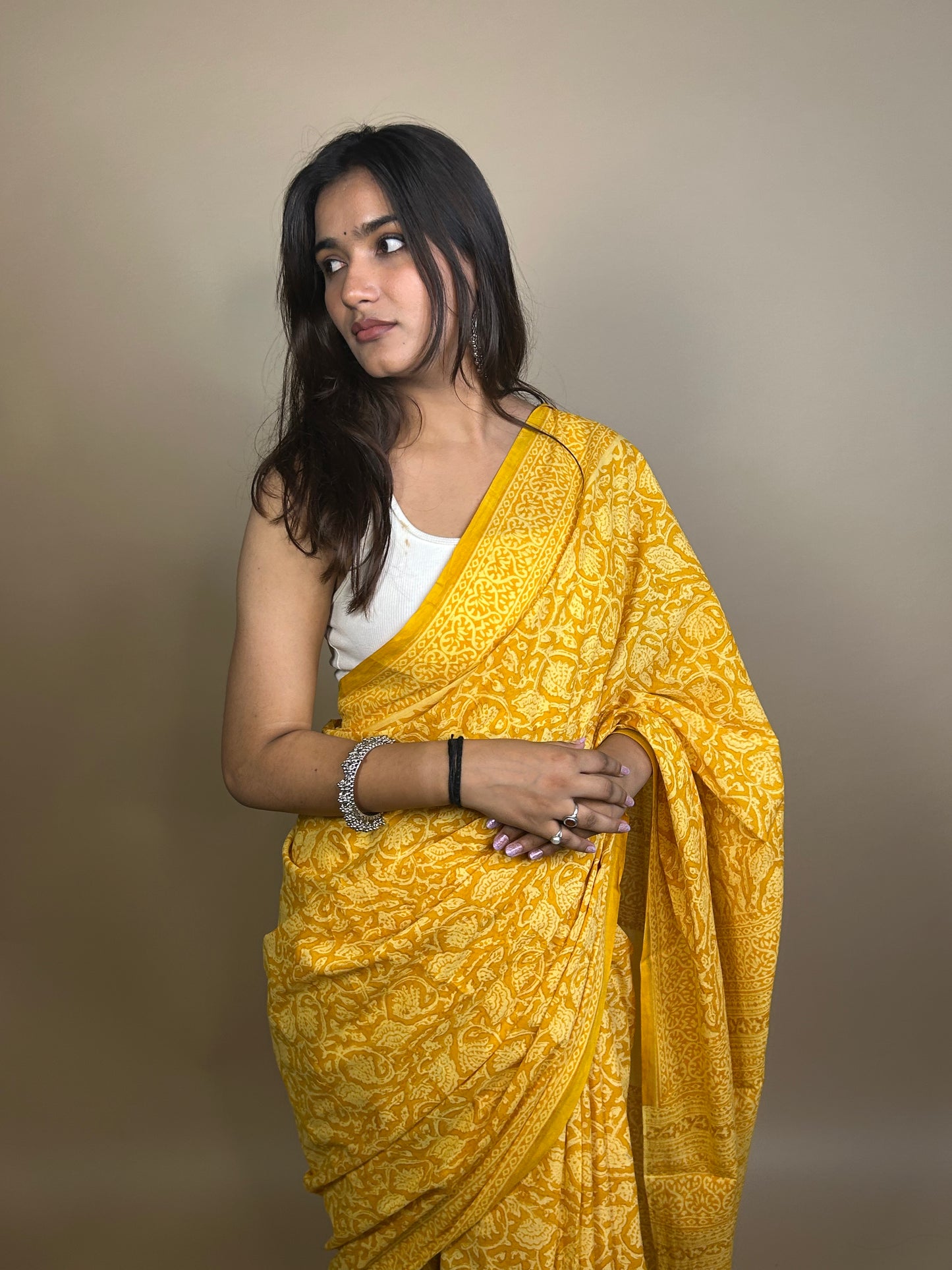 Pastel Poetry Handblock Printed Cotton Saree