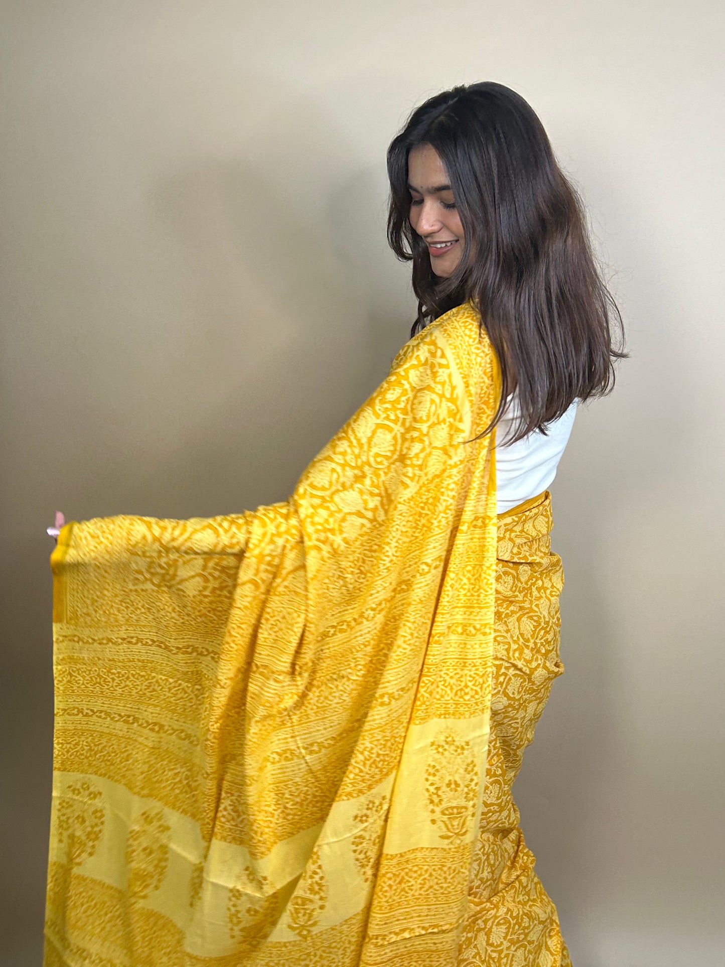 Pastel Poetry Handblock Printed Cotton Saree