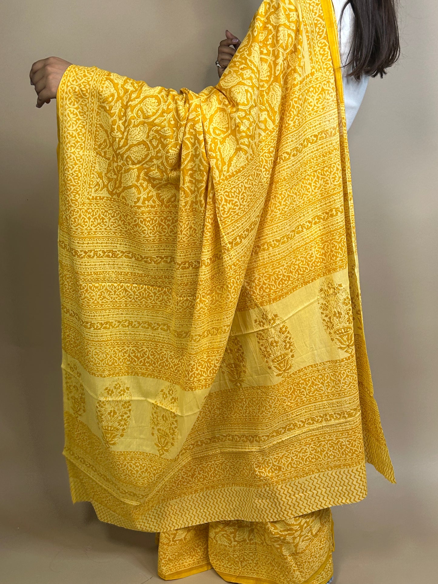 Pastel Poetry Handblock Printed Cotton Saree