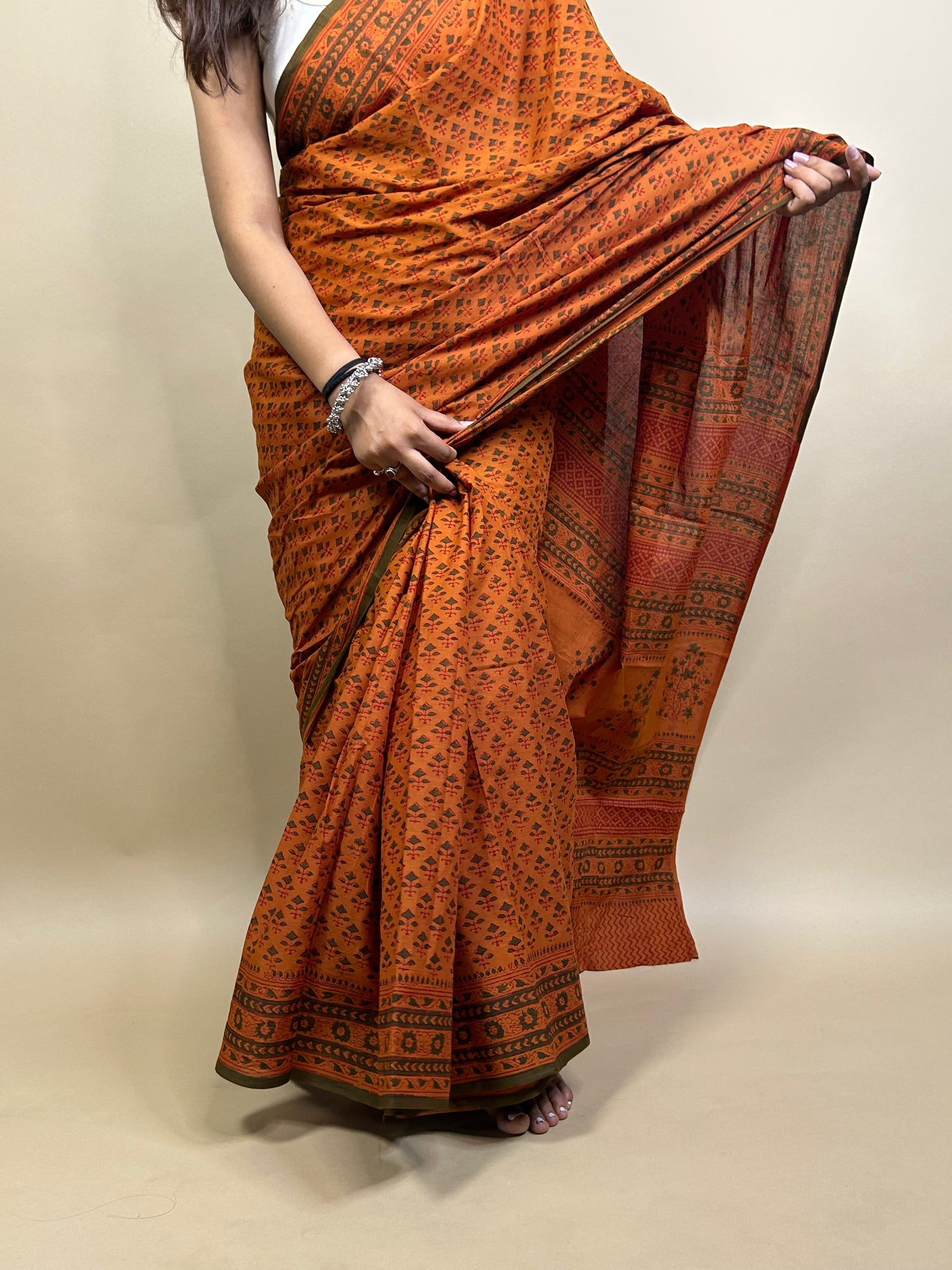Banjara Handblock Printed Cotton Saree
