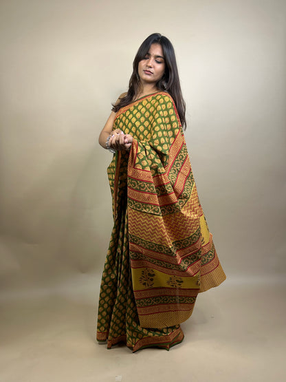 Banjara Handblock Printed Cotton Saree