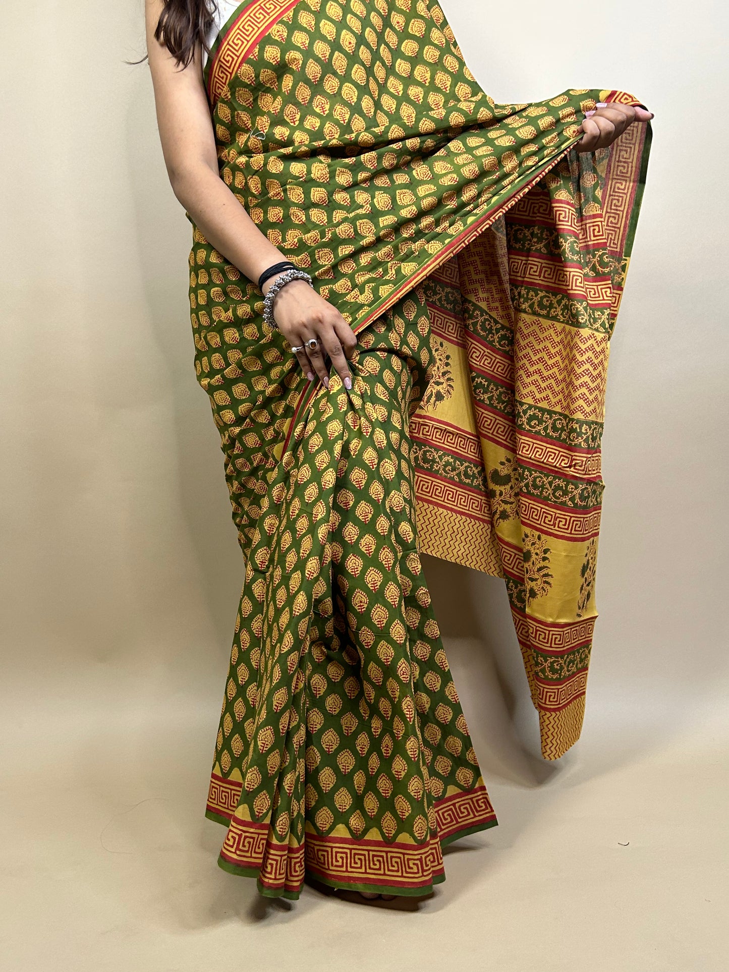Banjara Handblock Printed Cotton Saree