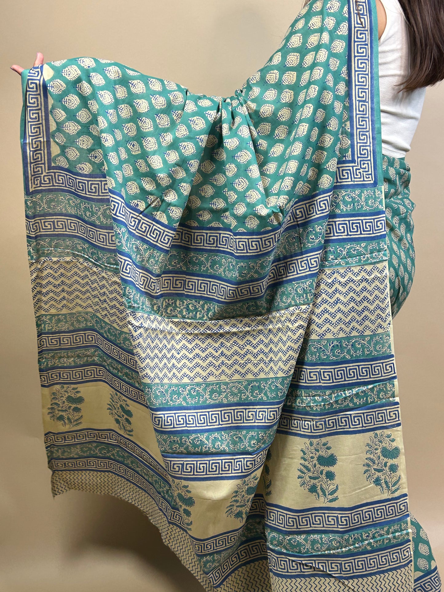 Banjara Handblock Printed Cotton Saree
