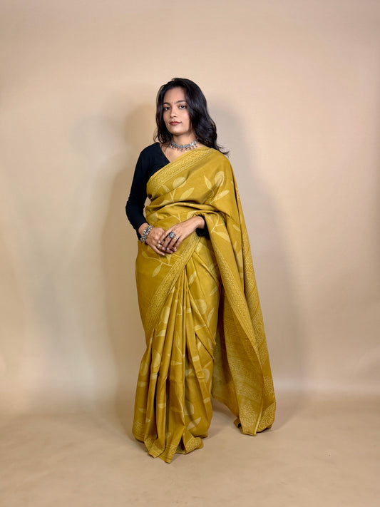 Assam Silk Handblock Printed Saree