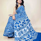 Indigo Blue Handblock Printed Cotton Saree