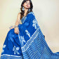 Indigo Blue Handblock Printed Cotton Saree