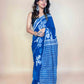 Indigo Blue Handblock Printed Cotton Saree