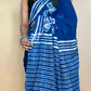 Indigo Blue Handblock Printed Cotton Saree