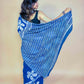 Indigo Blue Handblock Printed Cotton Saree