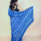 Indigo Blue Handblock Printed Cotton Saree