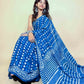 Indigo Blue Handblock Printed Cotton Saree