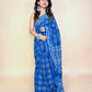 Indigo Blue Handblock Printed Cotton Saree