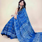 Indigo Blue Handblock Printed Cotton Saree