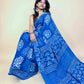 Indigo Blue Handblock Printed Cotton Saree