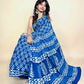 Indigo Blue Handblock Printed Cotton Saree