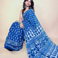 Indigo Blue Handblock Printed Cotton Saree