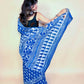 Indigo Blue Handblock Printed Cotton Saree