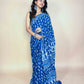 Indigo Blue Handblock Printed Cotton Saree