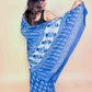 Indigo Blue Handblock Printed Cotton Saree