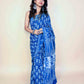 Indigo Blue Handblock Printed Cotton Saree
