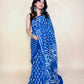 Indigo Blue Handblock Printed Cotton Saree