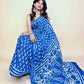 Indigo Blue Handblock Printed Cotton Saree