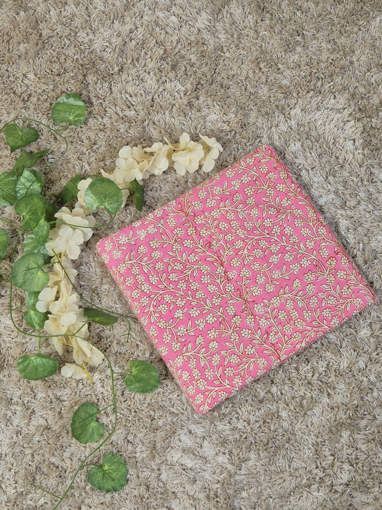 Multicolor Indigo White Print Fabric | Blush Pink