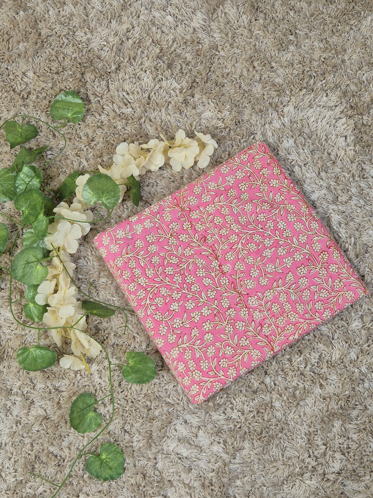 Multicolor Indigo White Print Fabric | Blush Pink
