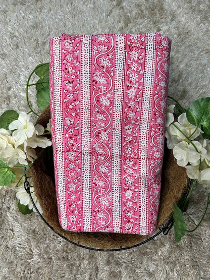 Multicolor Indigo White Print Fabric | Pink