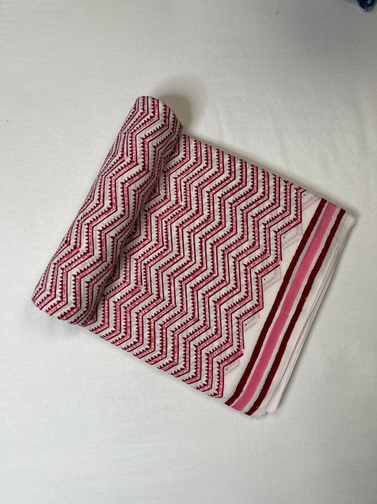 Multicolor Indigo White Print Fabric | Pink