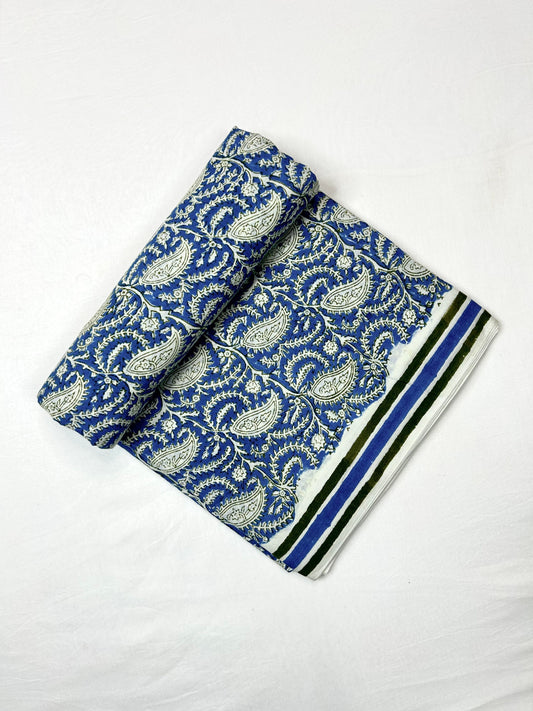 Multicolor Indigo White Print Fabric | Slate Blue