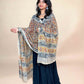 Cream Kalamkari Handblock Printed Cotton Dupatta