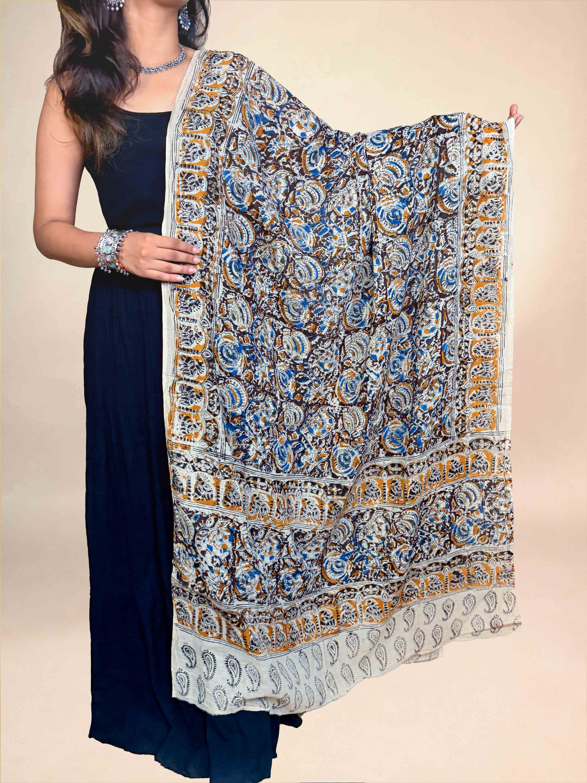 Kalamkari Handblock Printed Cotton Dupatta