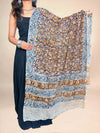 Cream Kalamkari Handblock Printed Cotton Dupatta