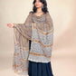 Cream & Mustard Kalamkari Handblock Printed Cotton Dupatta