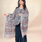 Cream &amp; Brown Kalamkari Handblock Printed Cotton Dupatta