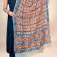 Cream Kalamkari Handblock Printed Cotton Dupatta