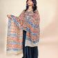 Cream Kalamkari Handblock Printed Cotton Dupatta