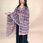 Deep Plum Brown Kalamkari Handblock Printed Cotton Dupatta