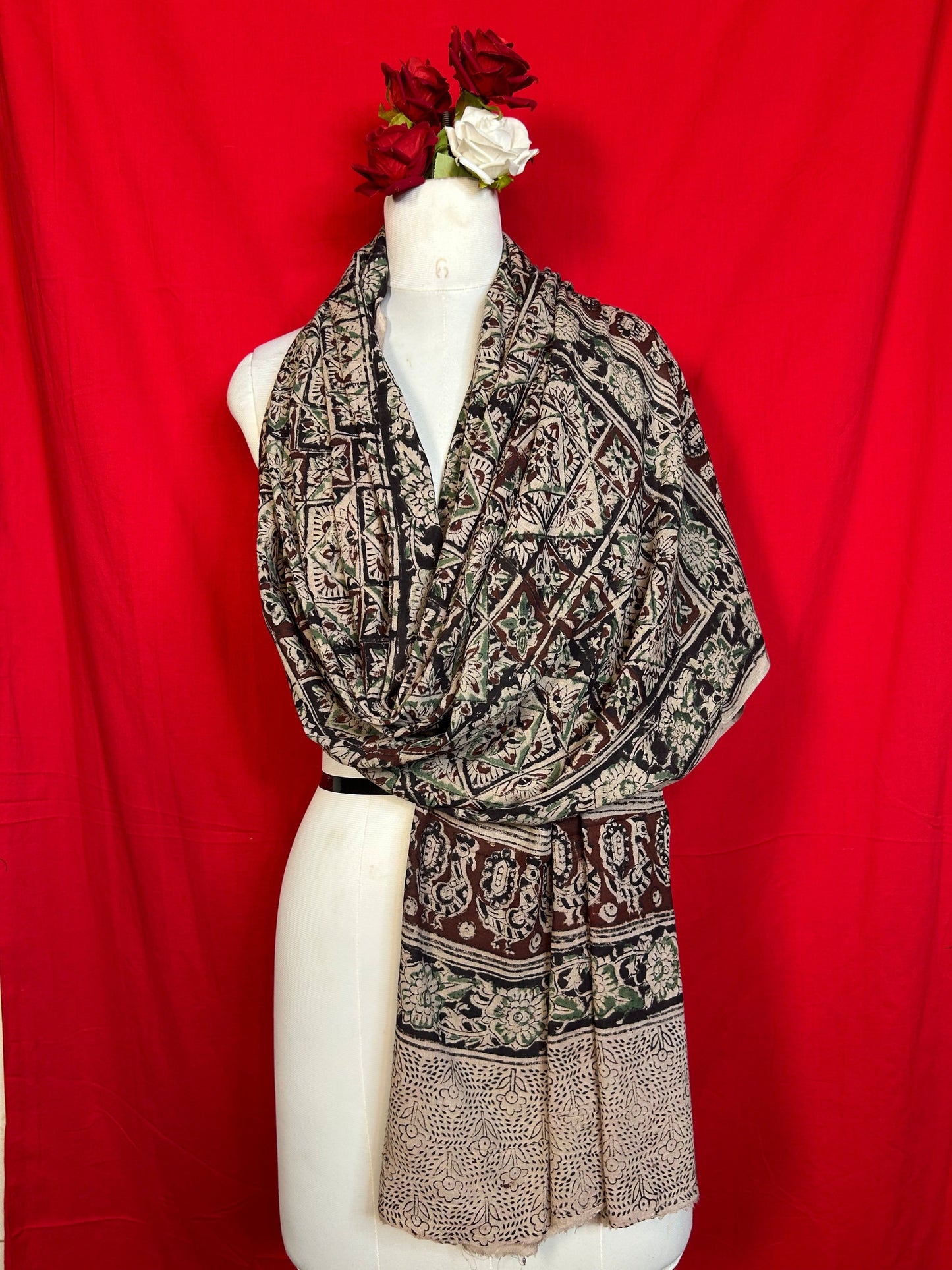 Kalamkari Handblock Printed Cotton Dupatta