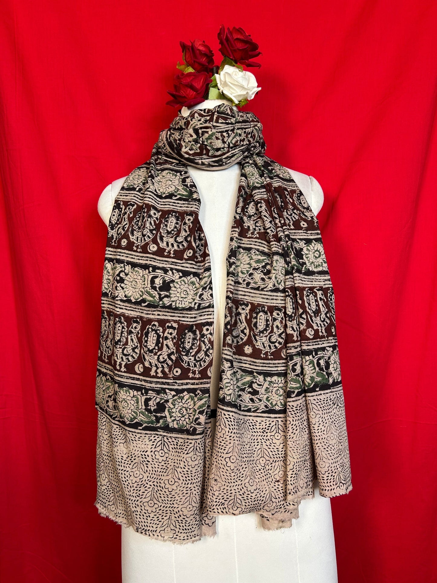 Kalamkari Handblock Printed Cotton Dupatta