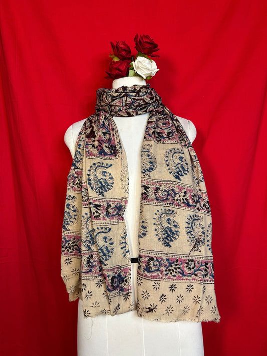 Kalamkari Handblock Printed Cotton Dupatta with Traditional Ethnic Pattern